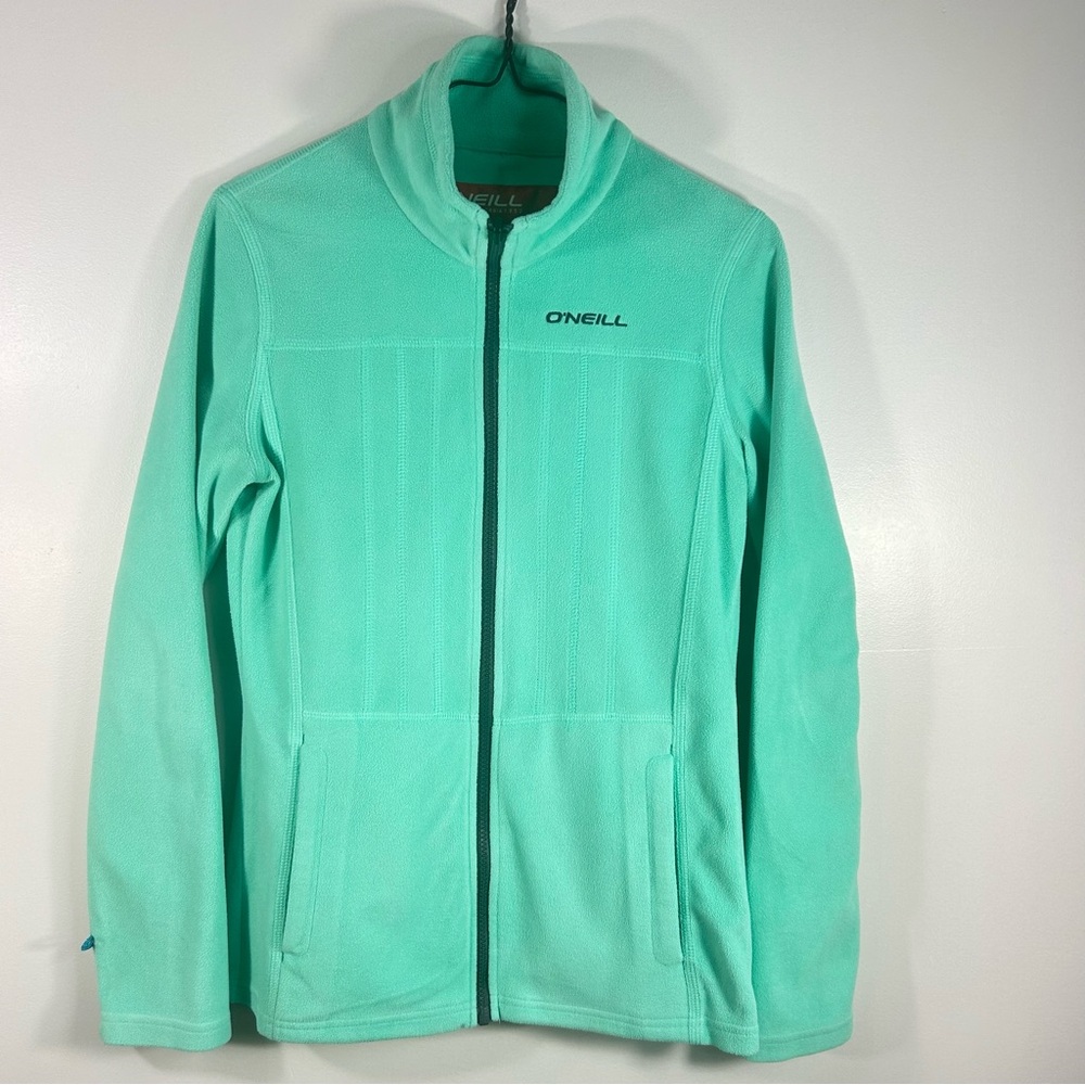 O’Neill Fleece Full Zip Seafoam Green Sweater High Neck Side Pockets; Women’s M